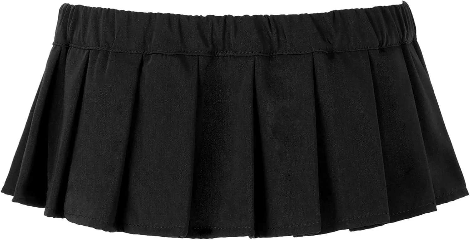Women Micro Pleated Miniskirts Elastic Waistband Schoolgirls Cosplay Mini Skirts Fancy Clubwear