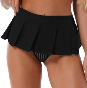 Women Micro Pleated Miniskirts Elastic Waistband Schoolgirls Cosplay Mini Skirts Fancy Clubwear