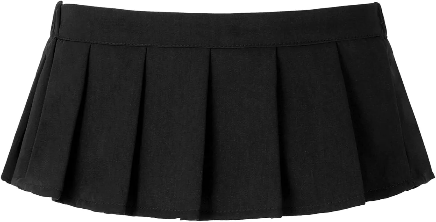 Women Micro Pleated Miniskirts Elastic Waistband Schoolgirls Cosplay Mini Skirts Fancy Clubwear