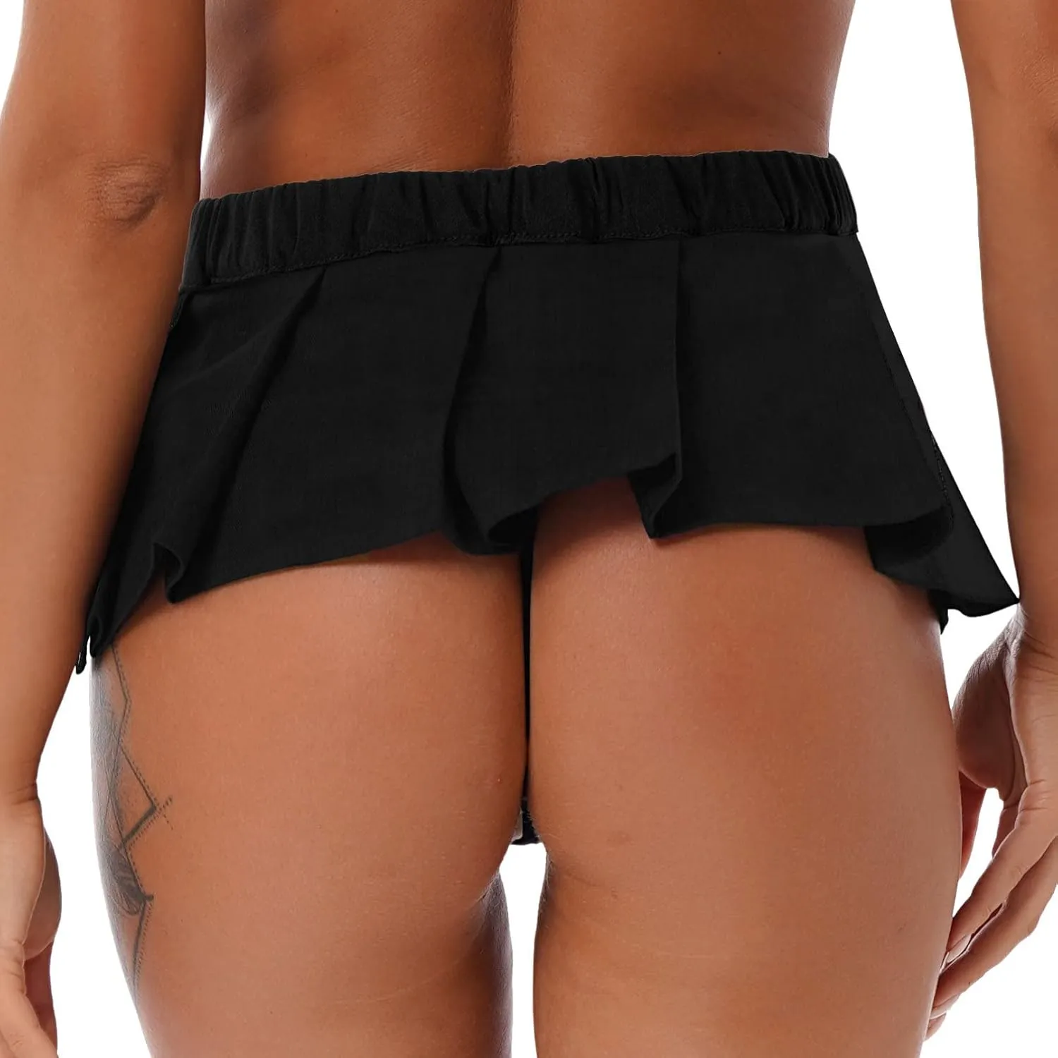 Women Micro Pleated Miniskirts Elastic Waistband Schoolgirls Cosplay Mini Skirts Fancy Clubwear