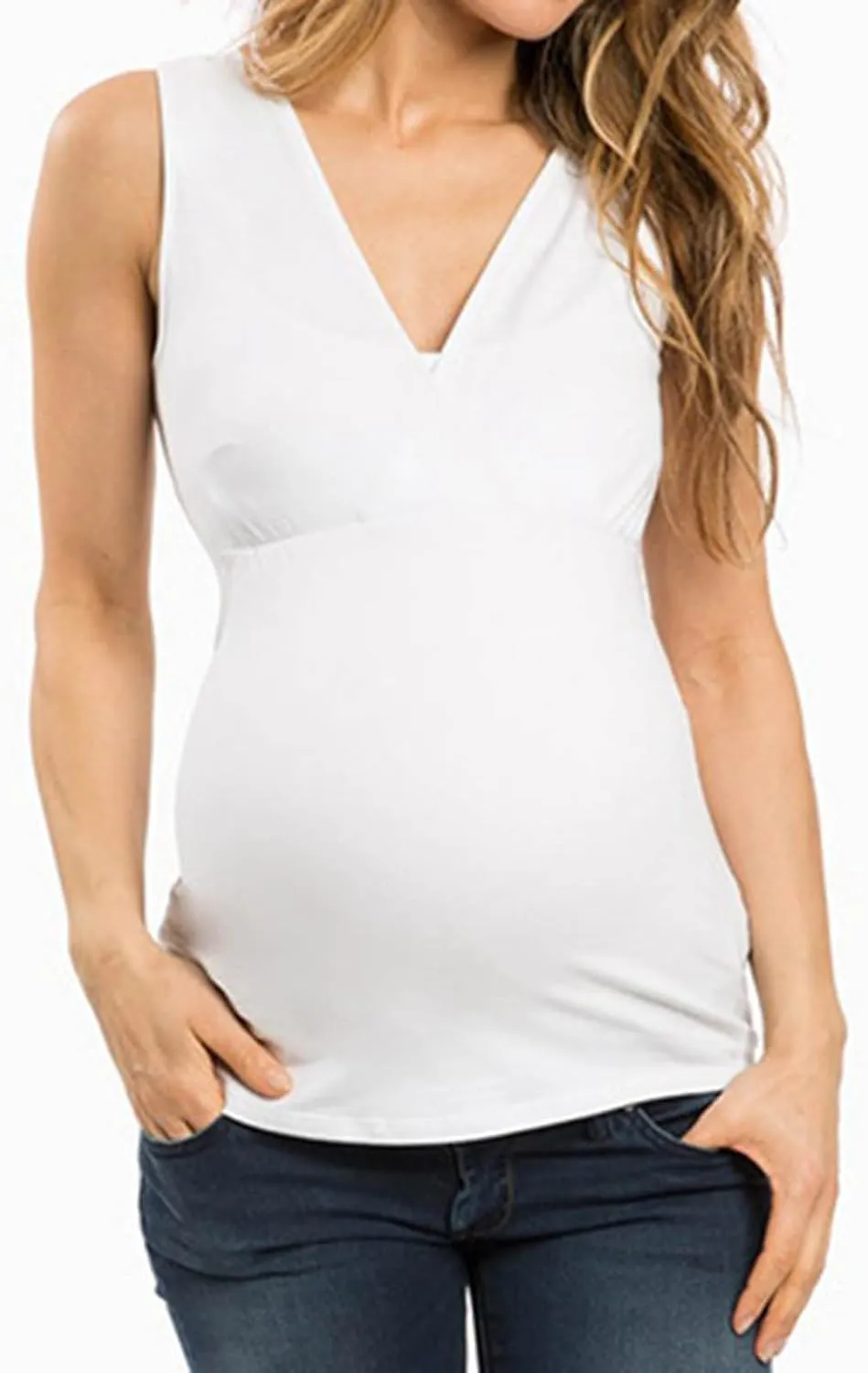 Women Sleeveless Nursing Tank Tops Maternity Breastfeeding Shirts V Neck Casual Blouses Tee Shirt for Nursing