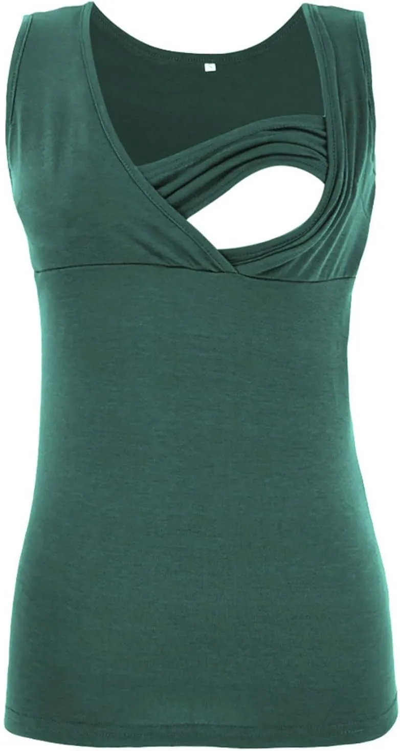Women Sleeveless Nursing Tank Tops Maternity Breastfeeding Shirts V Neck Casual Blouses Tee Shirt for Nursing