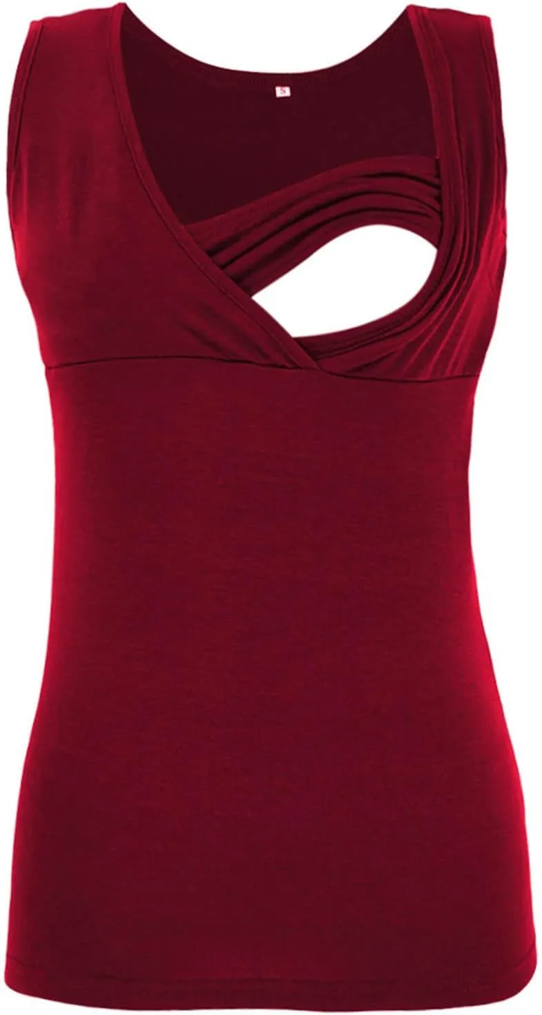 Women Sleeveless Nursing Tank Tops Maternity Breastfeeding Shirts V Neck Casual Blouses Tee Shirt for Nursing