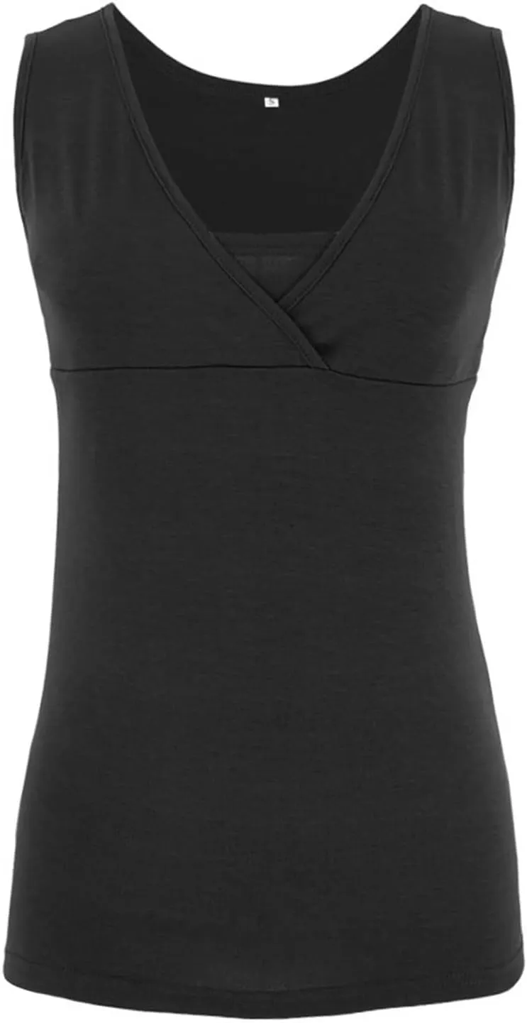 Women Sleeveless Nursing Tank Tops Maternity Breastfeeding Shirts V Neck Casual Blouses Tee Shirt for Nursing