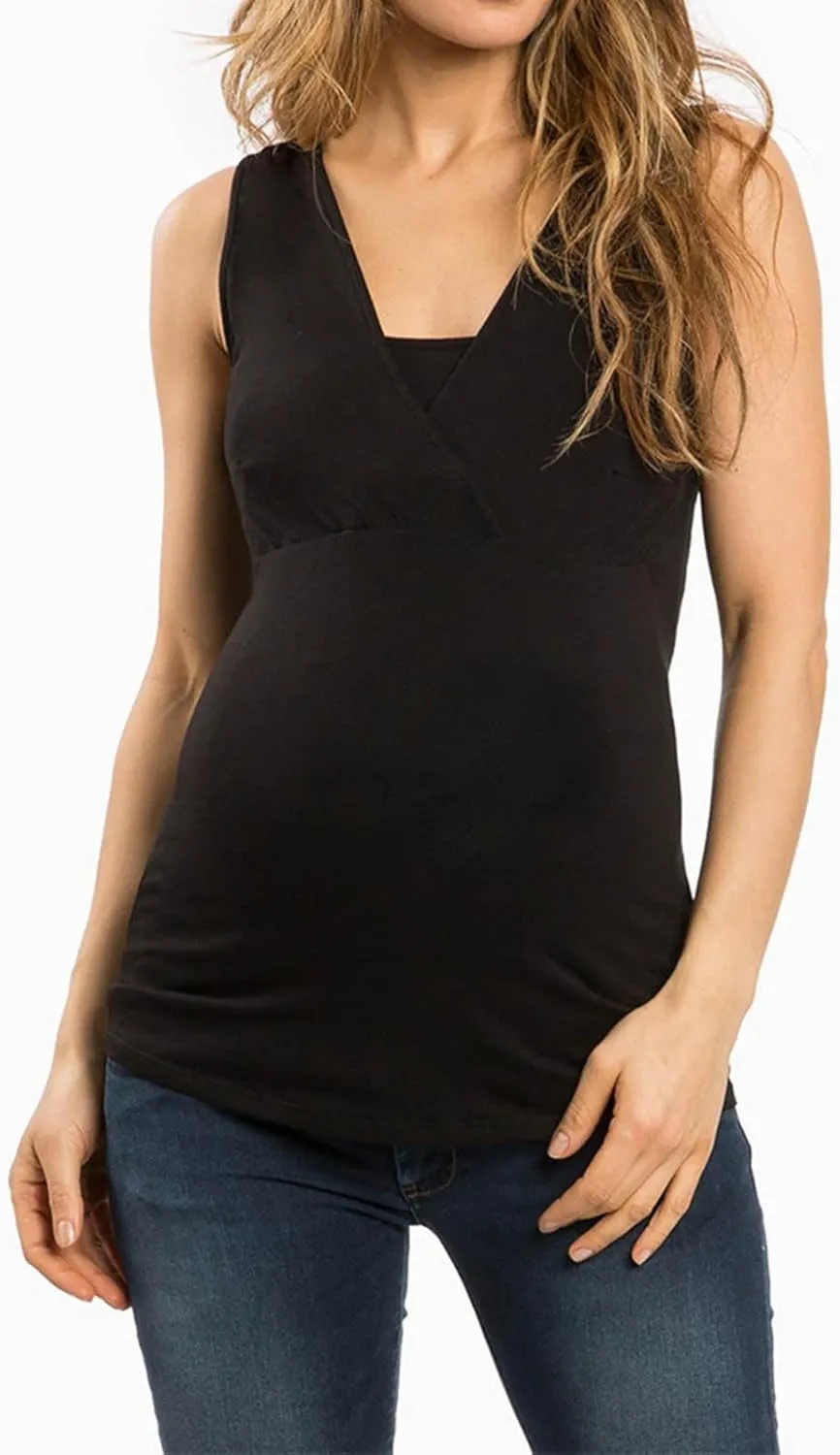Women Sleeveless Nursing Tank Tops Maternity Breastfeeding Shirts V Neck Casual Blouses Tee Shirt for Nursing