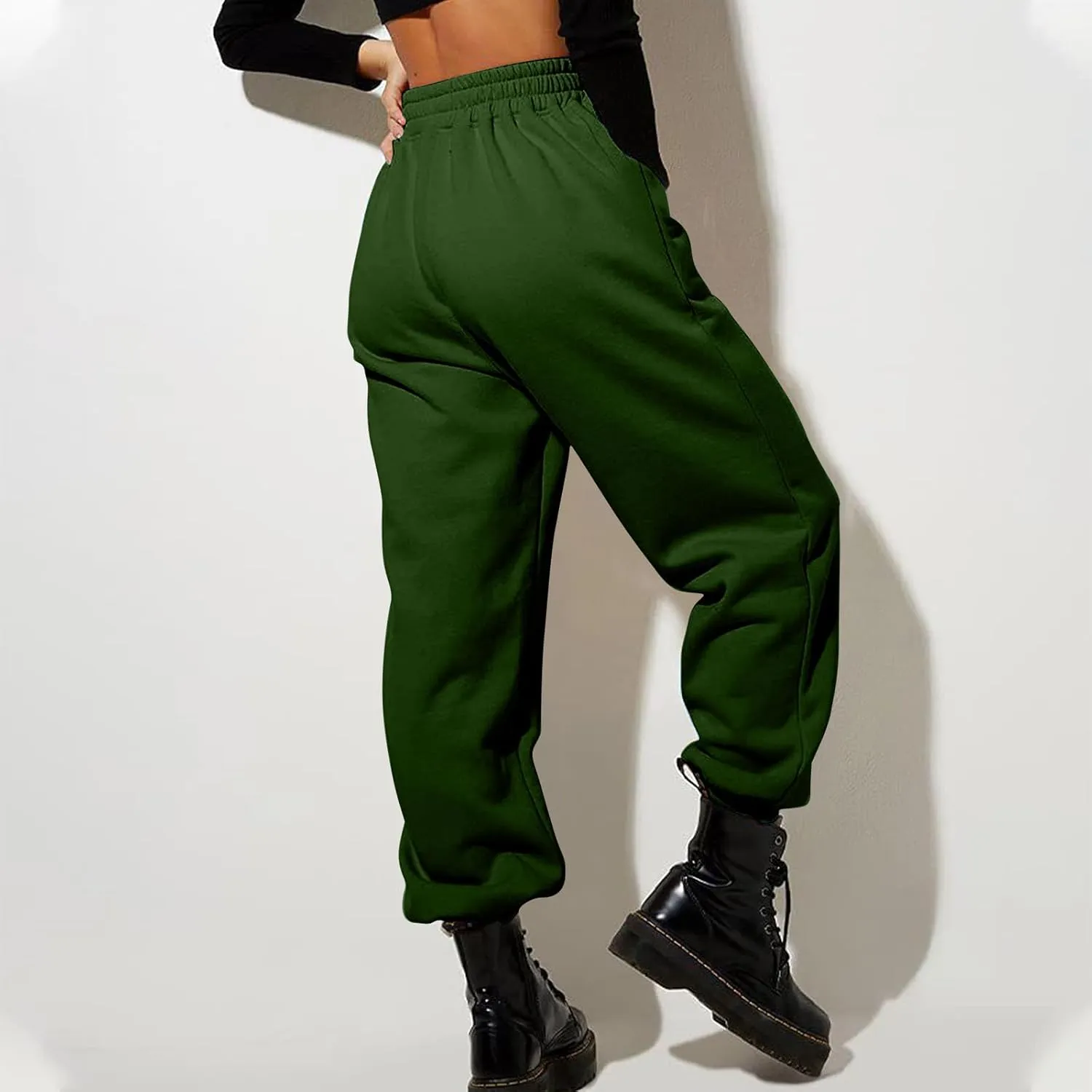 Women Sweatpants Lounge High Waisted Jogger Sweat Pants Baggy Drawstring Elastic Straight Leg Bottoms Trousers