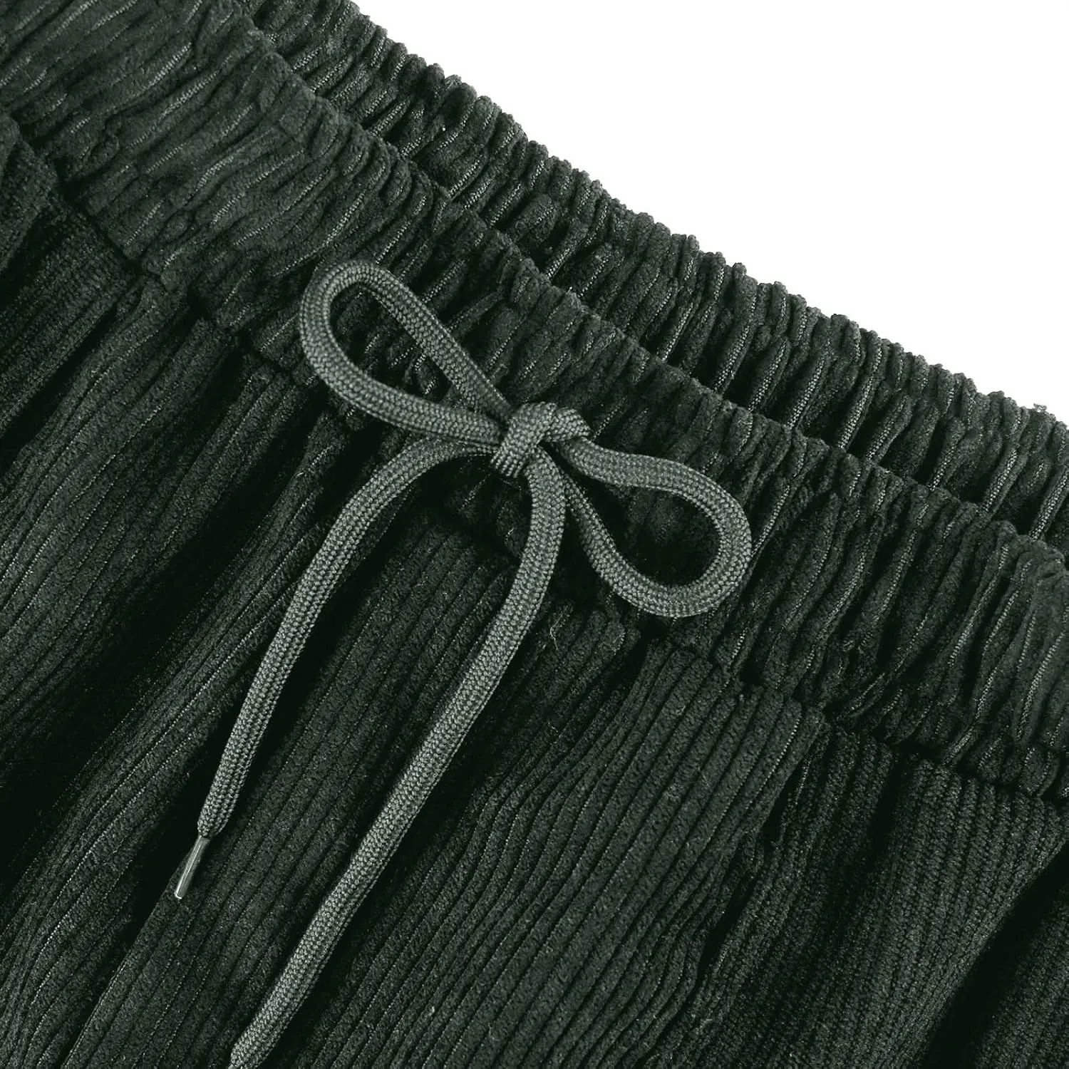 Women's Corduroy Pants Casual Drawstring Elastic High Waist Straight Leg Bottoms Fall Winter Comfy Trousers