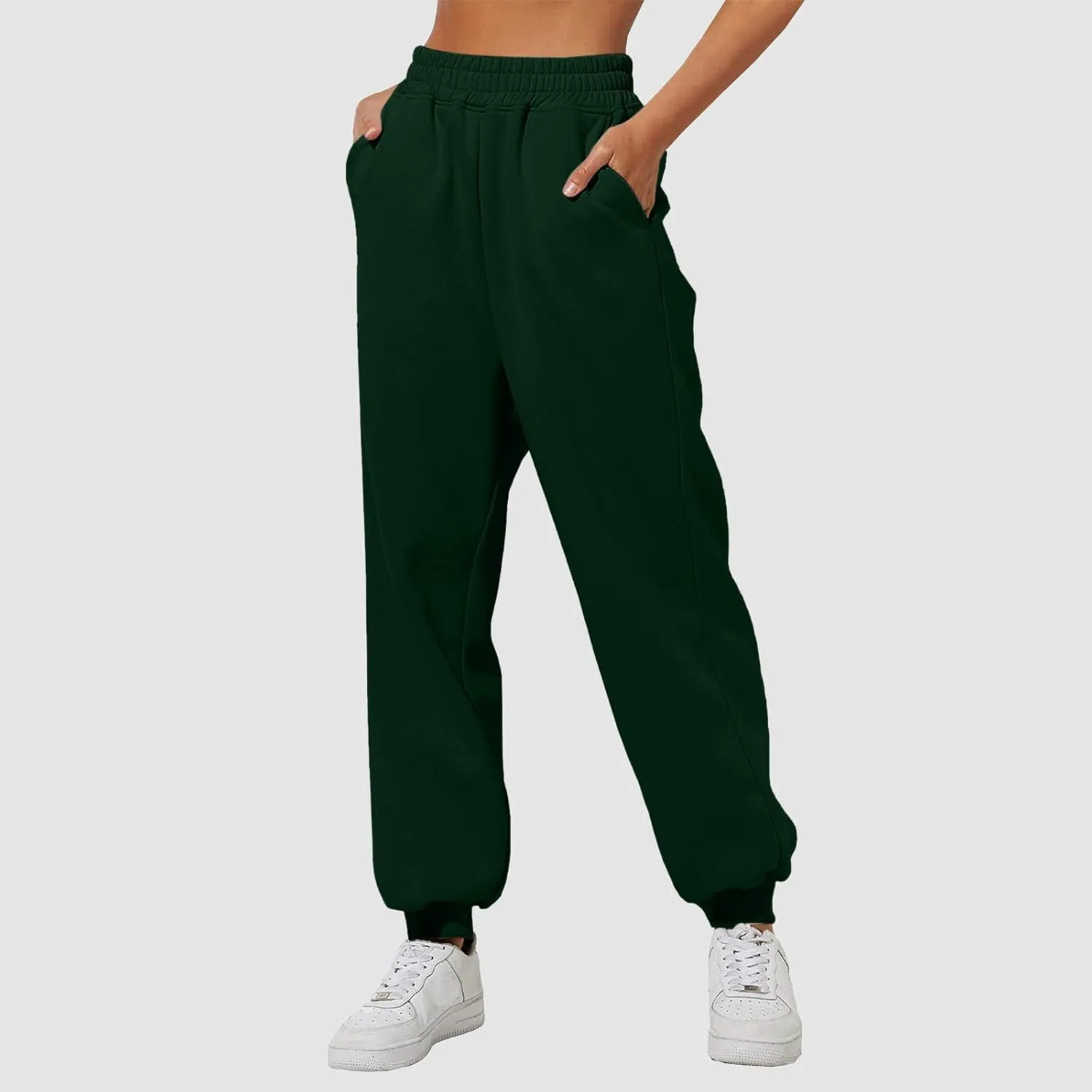 Women's Fleece Lined Joggers High Waisted Sweatpants Drawstring Strech Jogger Workout Active Baggy Lounge Bottoms