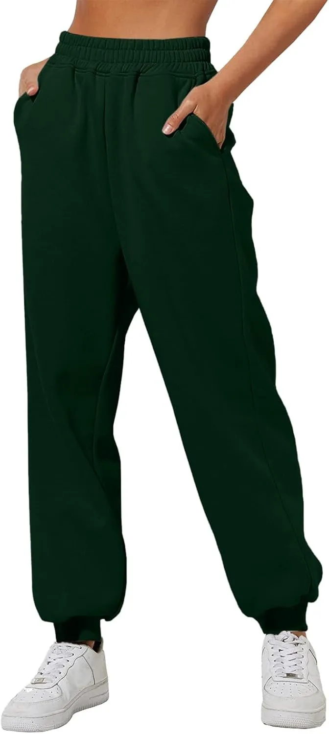 Women's Fleece Lined Joggers High Waisted Sweatpants Drawstring Strech Jogger Workout Active Baggy Lounge Bottoms