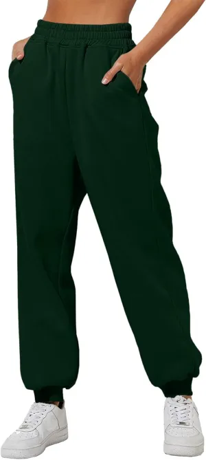 Women's Fleece Lined Joggers High Waisted Sweatpants Drawstring Strech Jogger Workout Active Baggy Lounge Bottoms