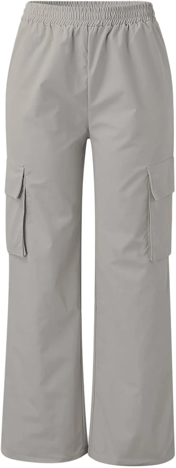 Women's High Waisted Cargo Pants Wide Leg Casual Pants Multi Pockets Straight Trousers Combat Military Trousers