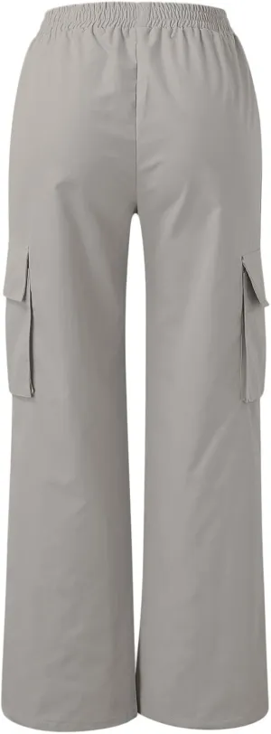 Women's High Waisted Cargo Pants Wide Leg Casual Pants Multi Pockets Straight Trousers Combat Military Trousers