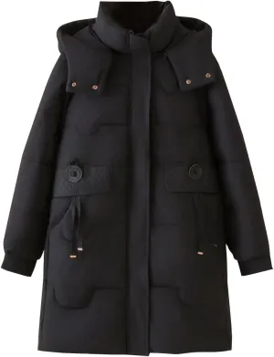 Women's Long Down Puffer Jackets Winter Warm Hooded Quilted Jackets Ski Outerwear Fashion Padded Coats with Pockets