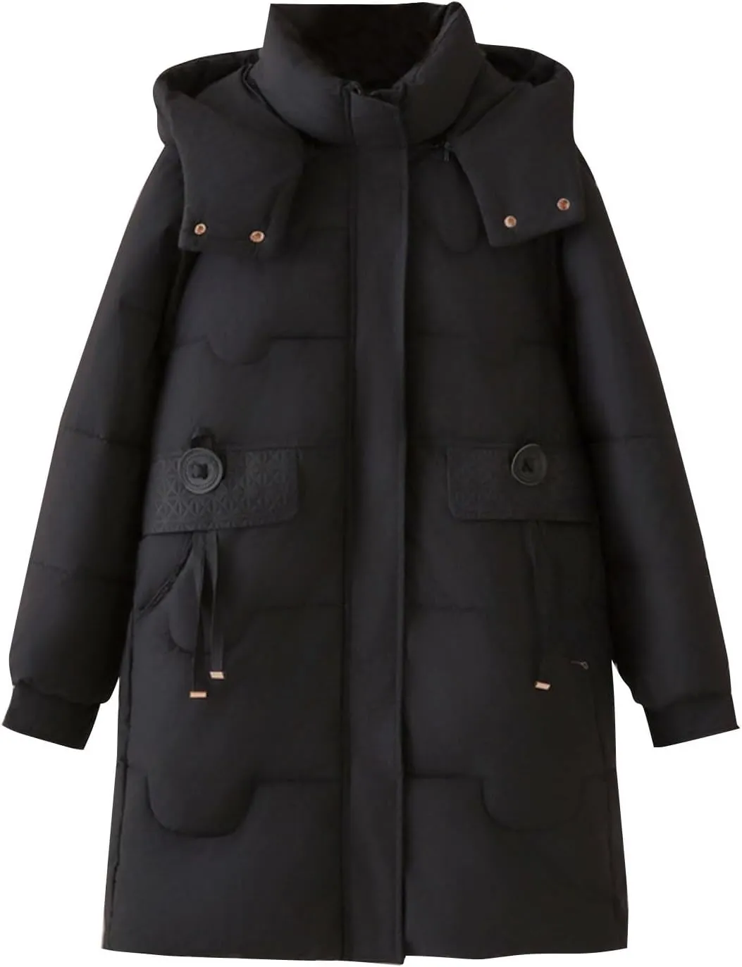 Women's Long Down Puffer Jackets Winter Warm Hooded Quilted Jackets Ski Outerwear Fashion Padded Coats with Pockets