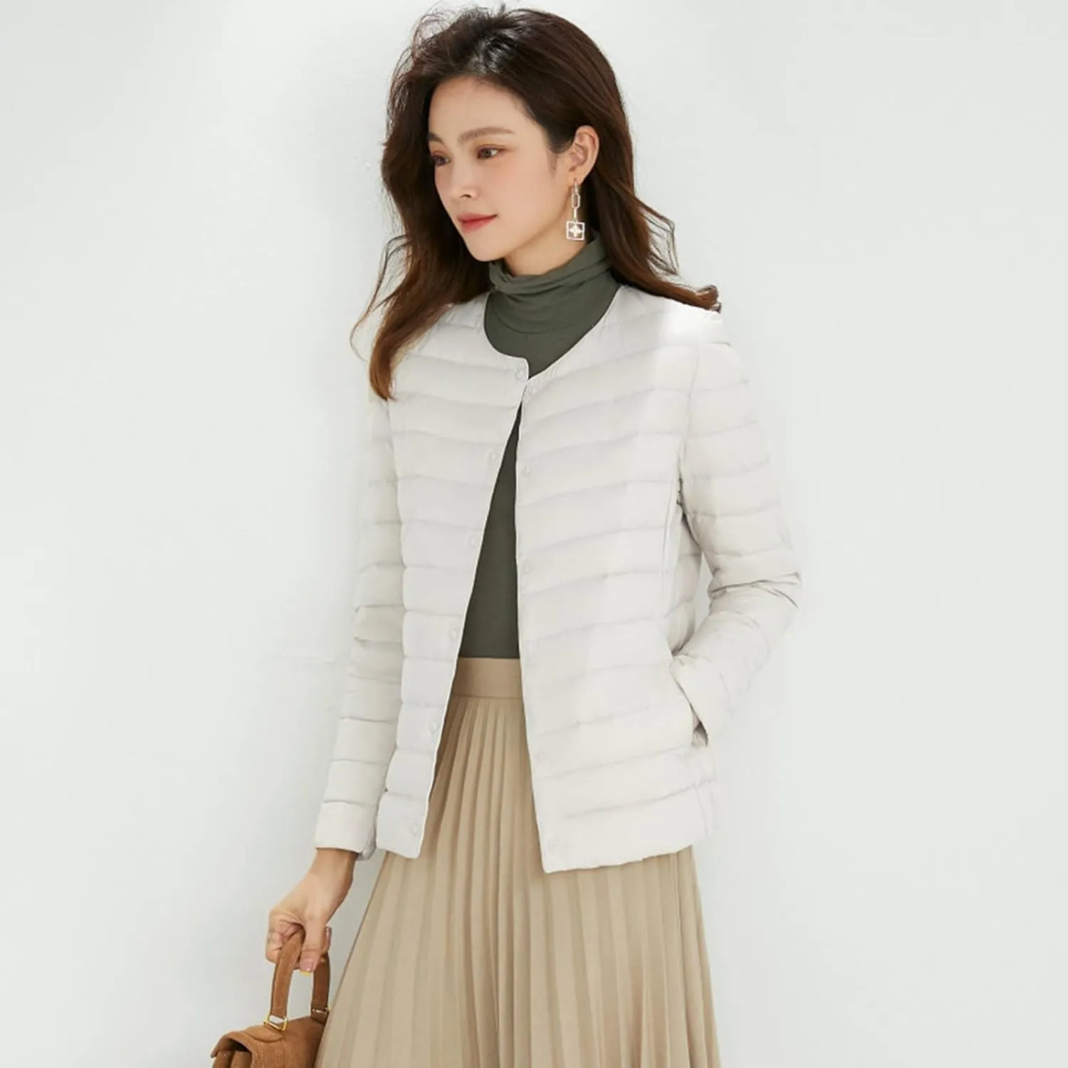 Womens Long Winter Coat Horn Button Thicken Coat with Hooded Winter Warm Jacket Solid Winter Womens Puffer Jacket