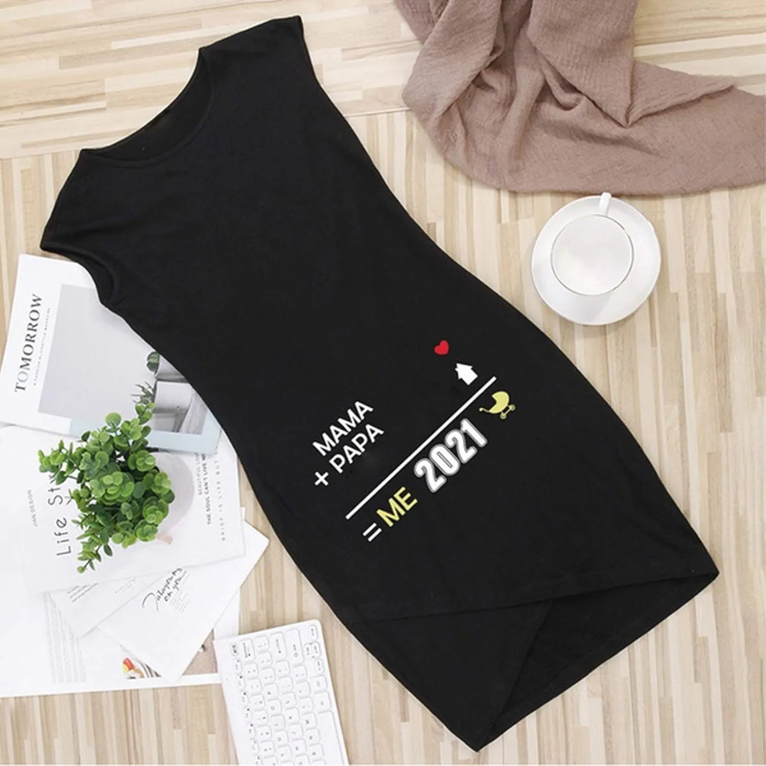 Women's Maternity Dresses Sleeveless Cute Digital Print Tank Tops Pregnancy Dress