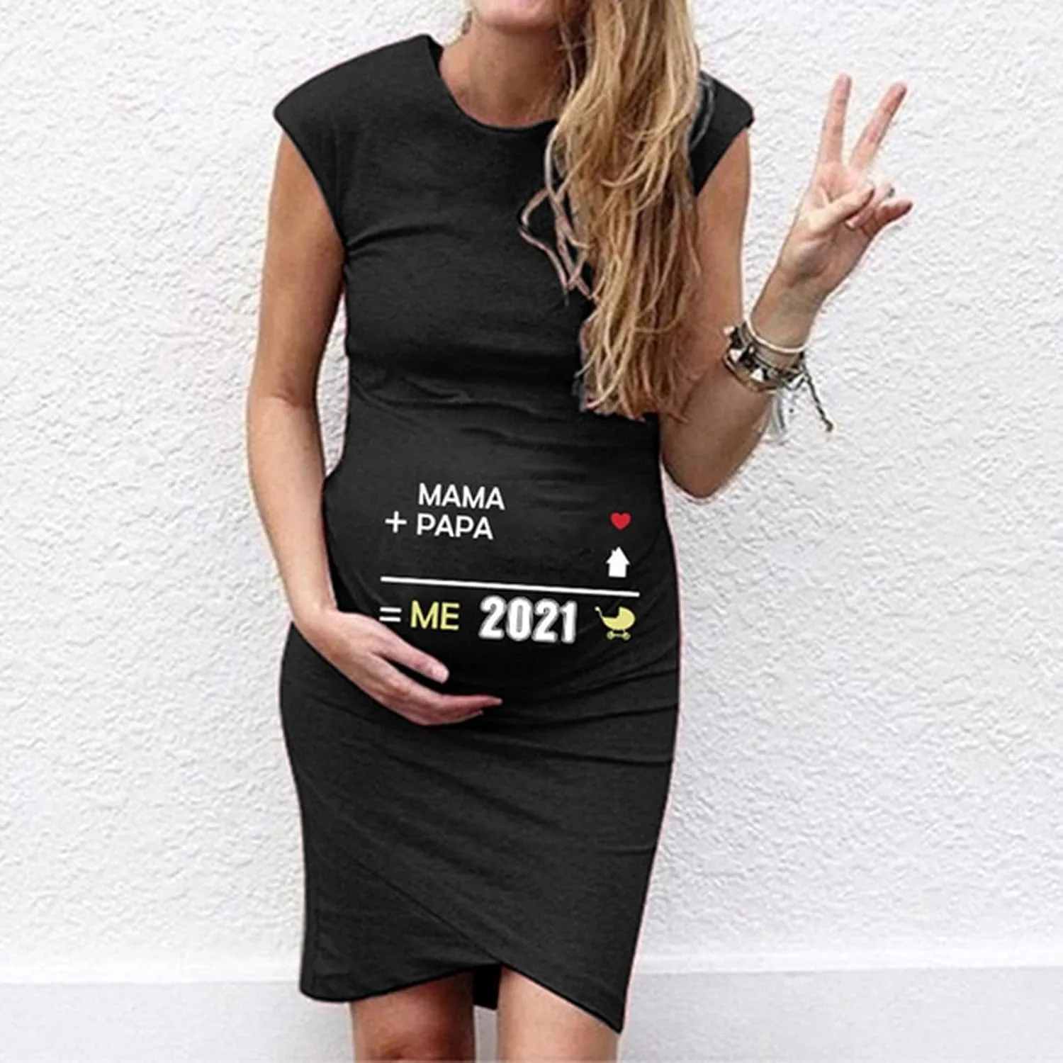 Women's Maternity Dresses Sleeveless Cute Digital Print Tank Tops Pregnancy Dress