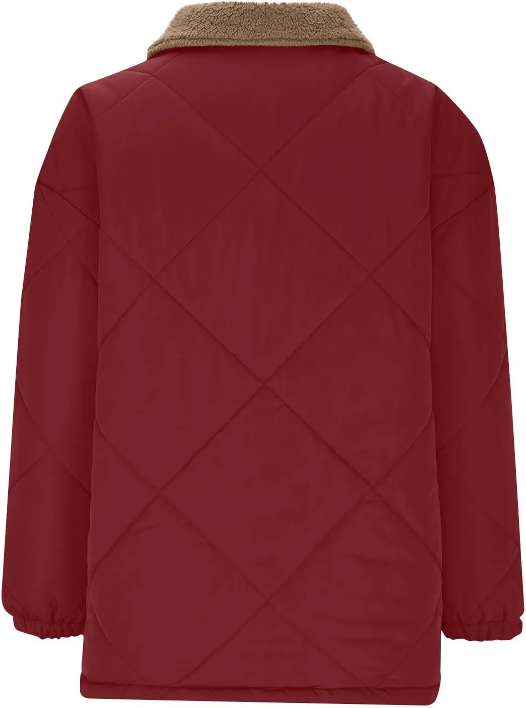 Womens Quilted Lightweight Jackets Button Down Puffer Jacket with Fleece Lapel Winter Coats Padded Down Coats Outwear