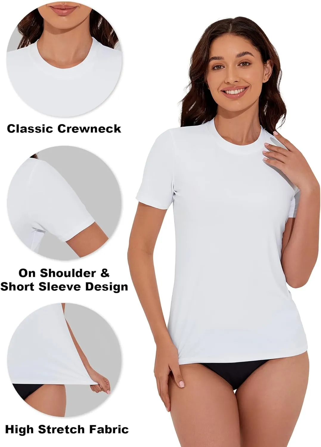 Women's Rash Guard UPF 50  Short Sleeve Swim Shirts Quick Dry Swimsuit Top UV Sun Protection Bathing Suit Top