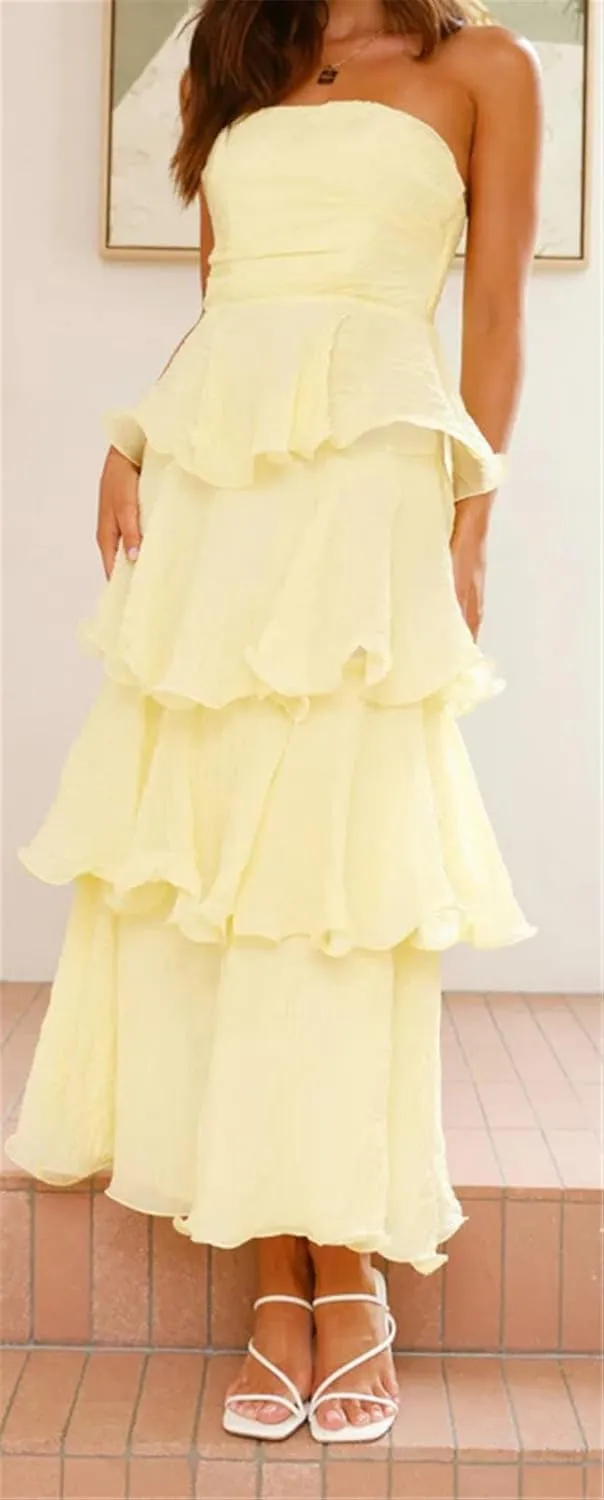 Womens Sexy Off Shoulder Ruffles Ruched Bodycon Party Clubwear Tiered Solid Dress
