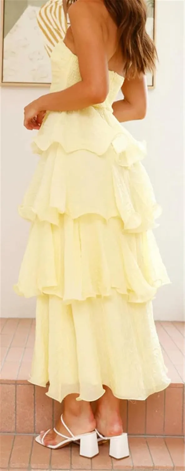 Womens Sexy Off Shoulder Ruffles Ruched Bodycon Party Clubwear Tiered Solid Dress