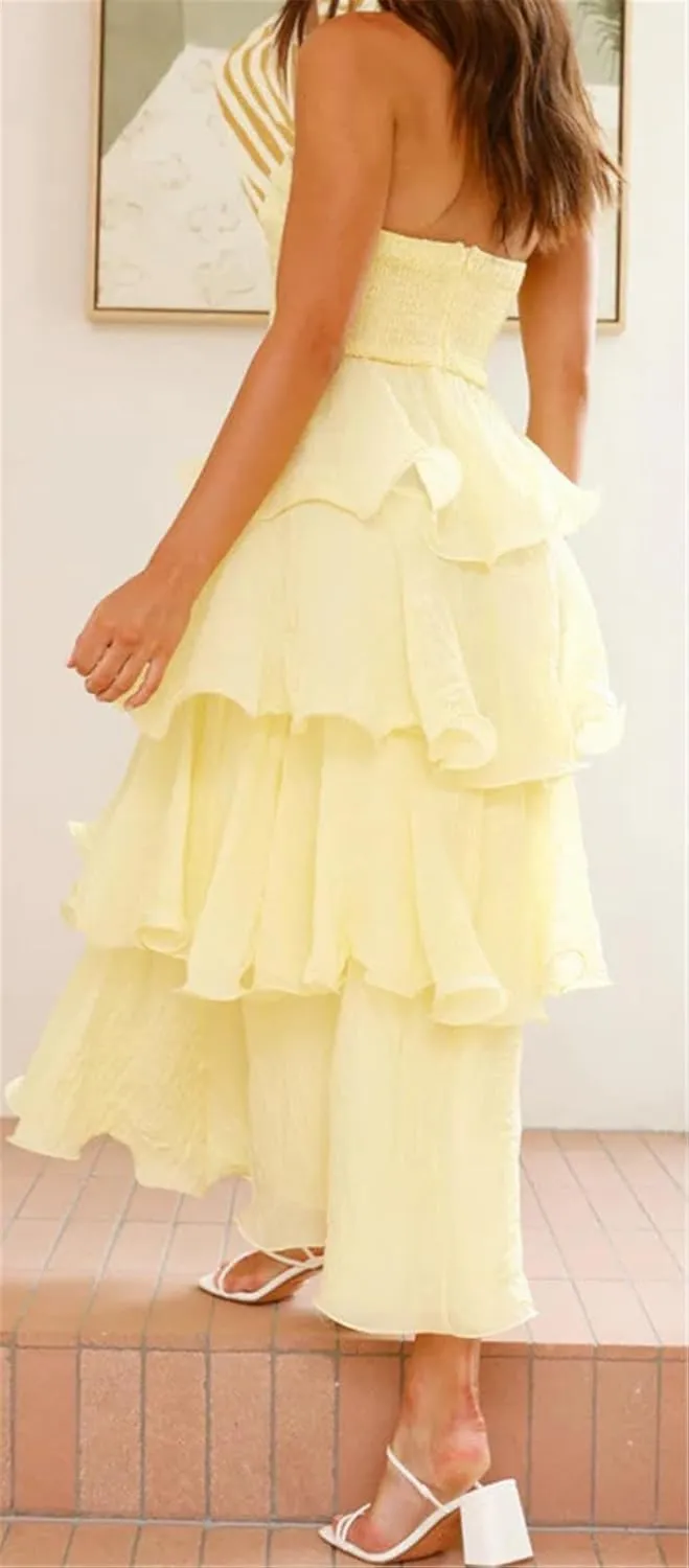 Womens Sexy Off Shoulder Ruffles Ruched Bodycon Party Clubwear Tiered Solid Dress