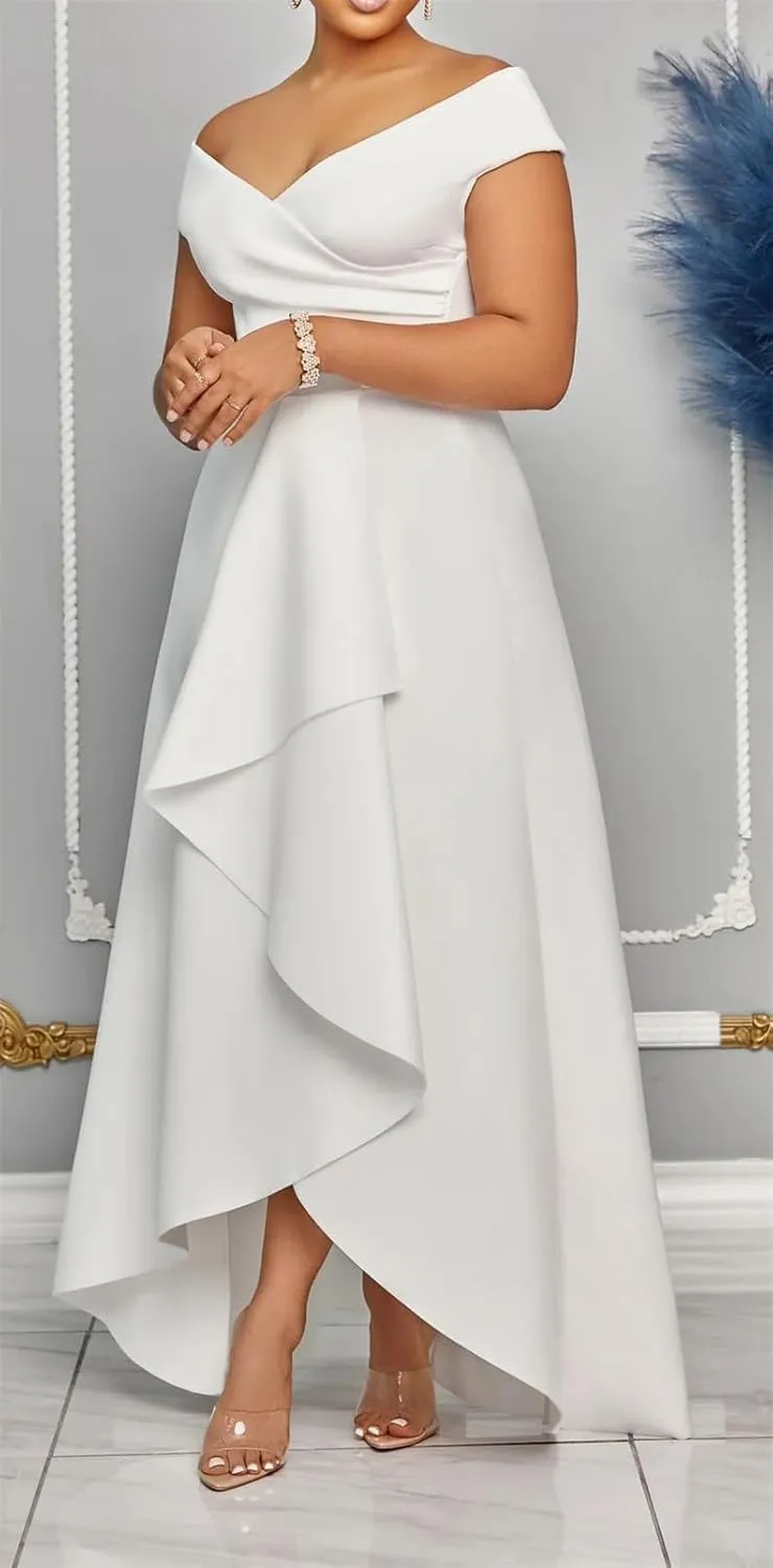 Womens Sexy Sleeveless Deep V Neck Solid Bodycon Ruffles Party Clubwear Prom Dress