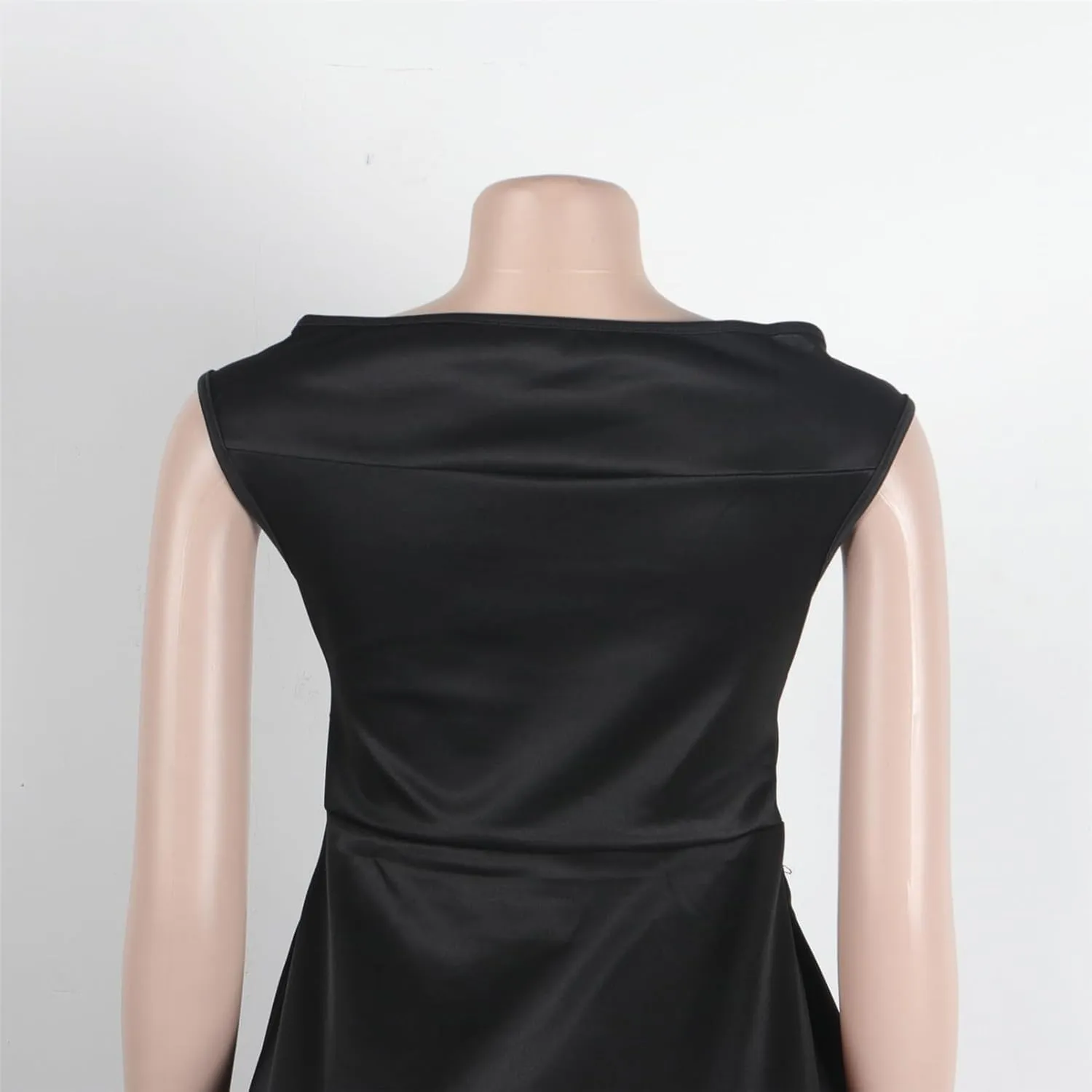 Womens Sexy Sleeveless Deep V Neck Solid Bodycon Ruffles Party Clubwear Prom Dress