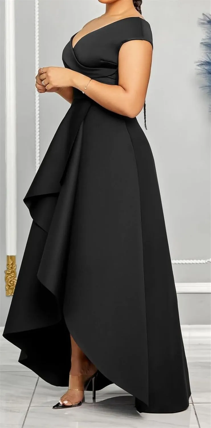Womens Sexy Sleeveless Deep V Neck Solid Bodycon Ruffles Party Clubwear Prom Dress