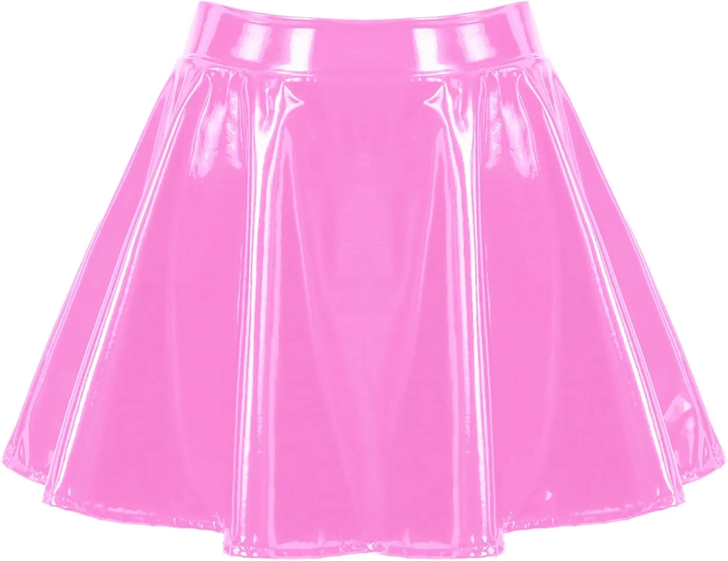 Women's Shiny Metallic Flared Mini Skirt Night Out Club Pleated Skater Skirts Clubwear