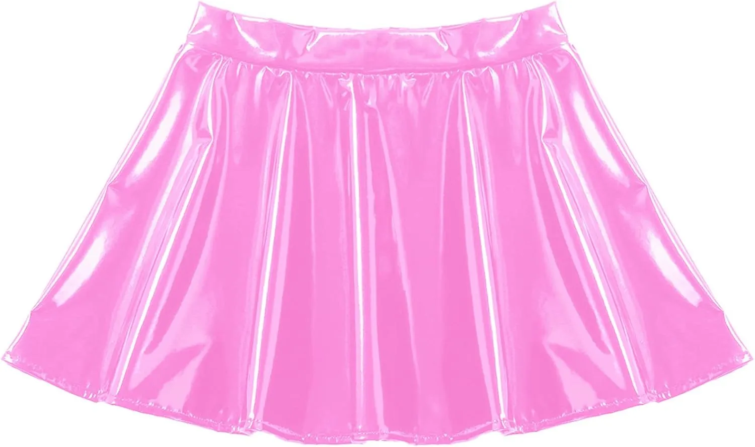 Women's Shiny Metallic Flared Mini Skirt Night Out Club Pleated Skater Skirts Clubwear
