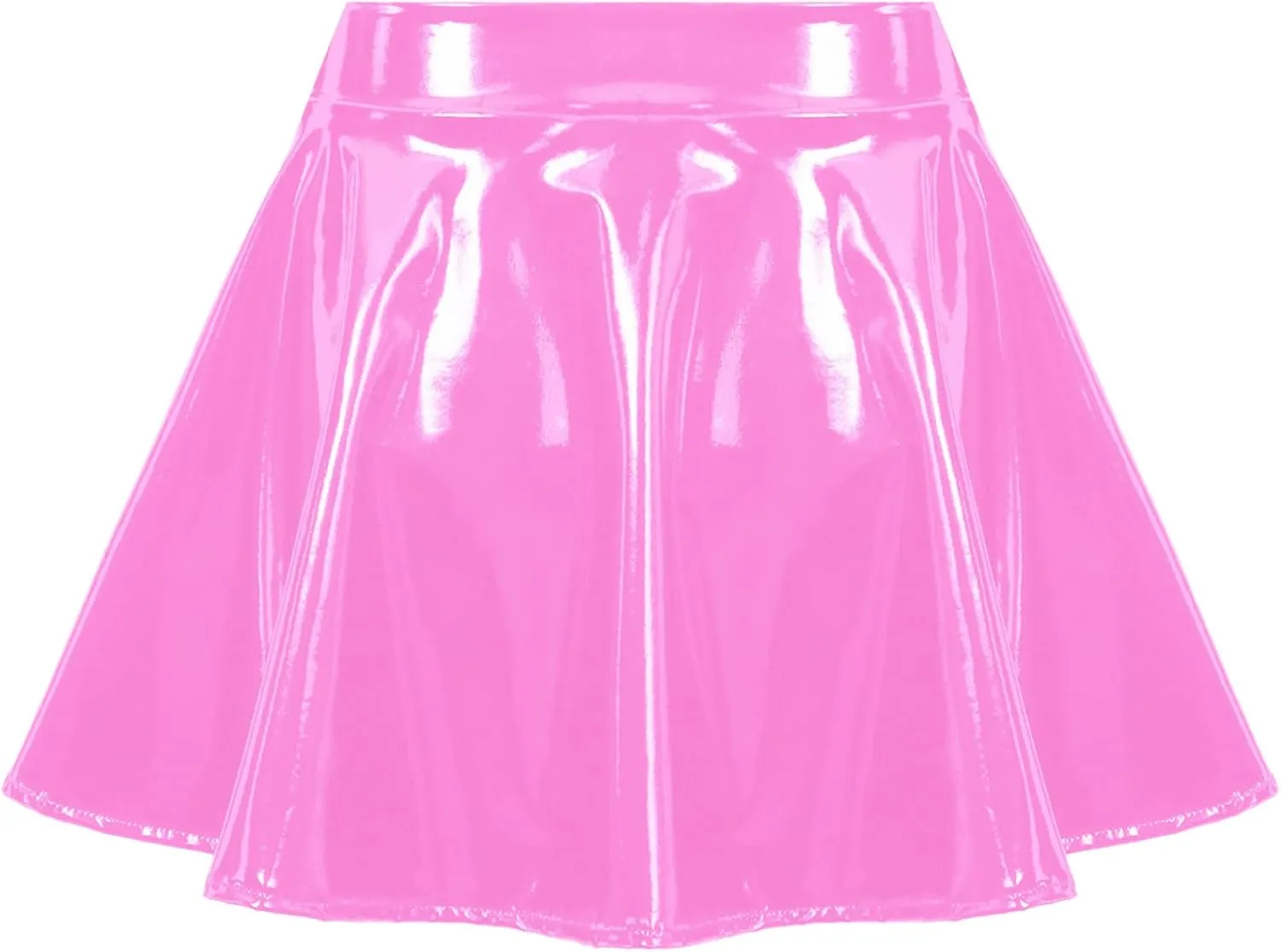 Women's Shiny Metallic Flared Mini Skirt Night Out Club Pleated Skater Skirts Clubwear