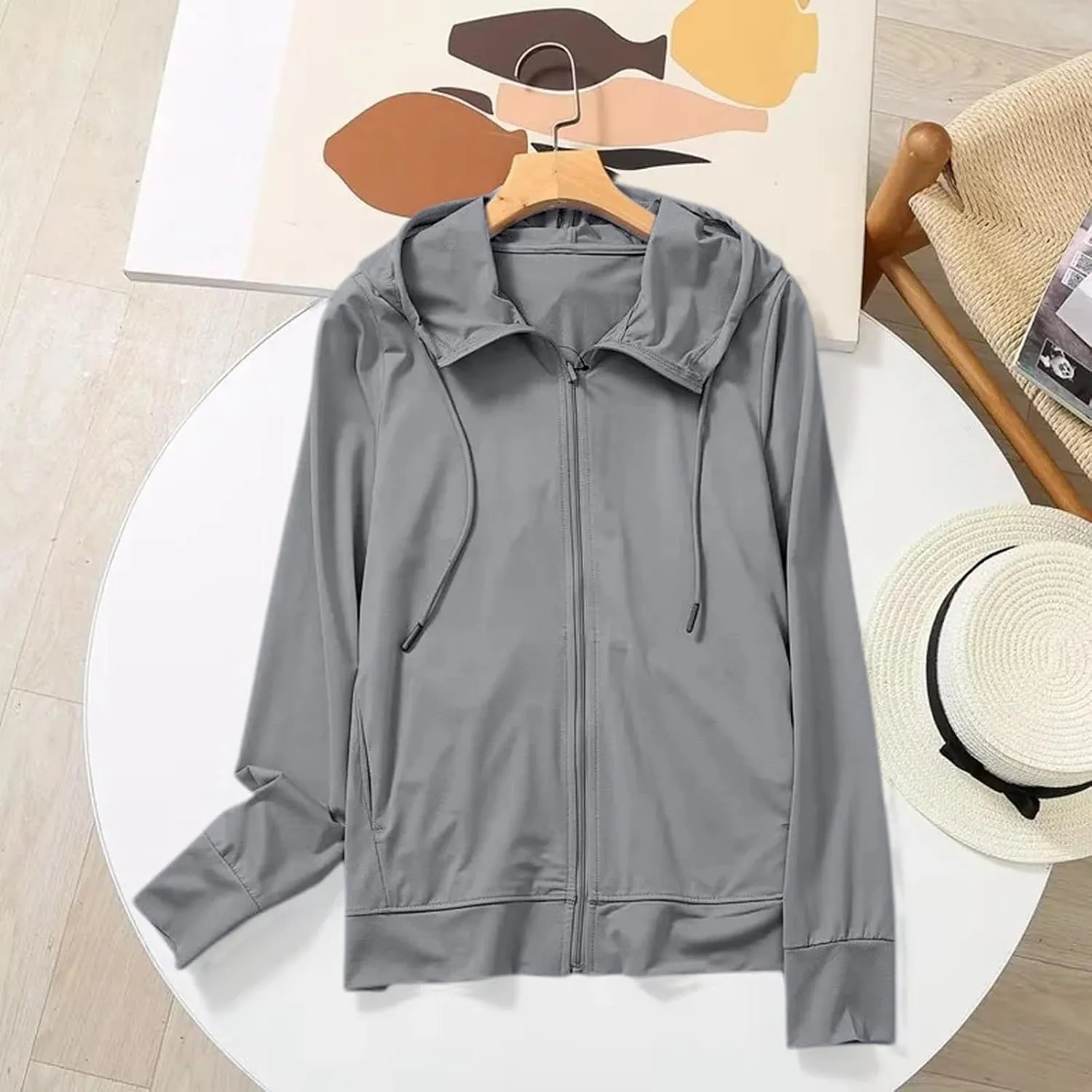 Women's Summer Mesh Zip Up Hoodie Long Sleeve Sunscreen Jacket Cute Vintage Trendy Sport Coat Protective Wear