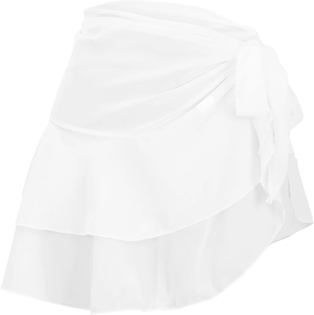Womens Tie Side Mini Skirt Ruffle Sarongs Beach Wrap Swimdress Bikini Cover Up Skirt Summer Casual Sheer Mesh Skirt
