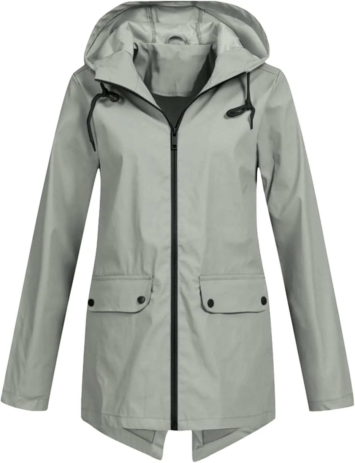 Women’s Trench Coats Outdoor Solid Casual Hooded Jacket Lightweight 2024 Fall Winter Fashion Long Sleeves Outerwear TOP