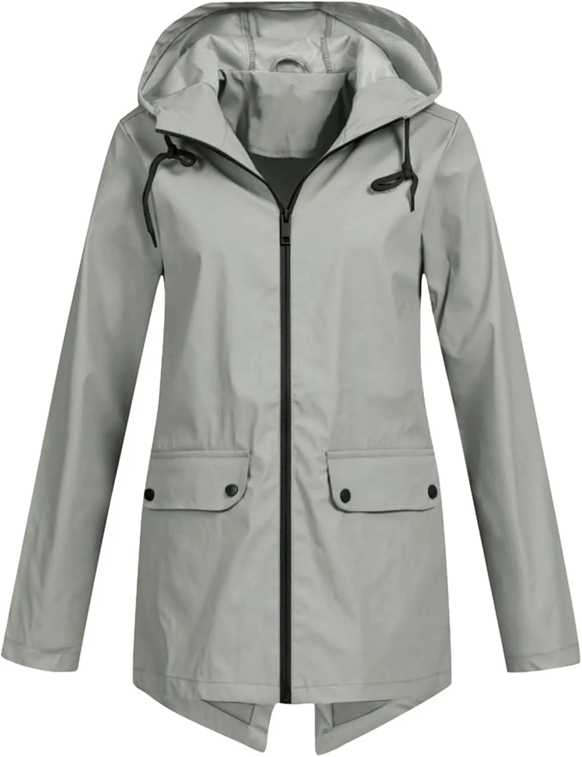 Women’s Trench Coats Outdoor Solid Casual Hooded Jacket Lightweight 2024 Fall Winter Fashion Long Sleeves Outerwear TOP