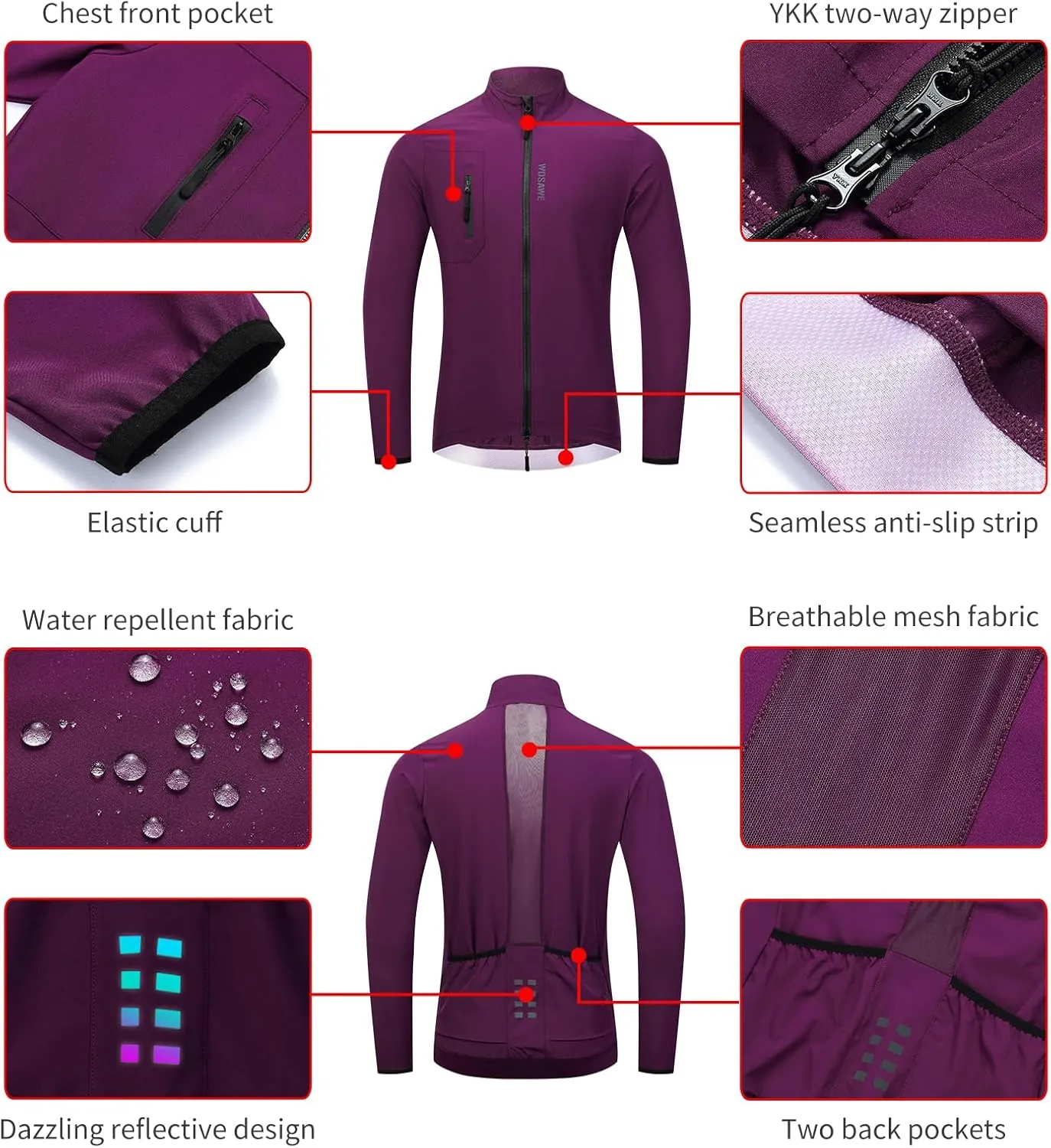 WOSAWE Cycling Jacket Men Quick Drying Bicycle Summer Jackets Lightweight Jersey