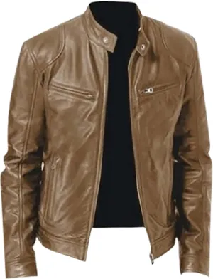 Ymosrh Mens Coats and Jackets Fashion Autumn Winter Men's Casual Solid Color Long-Sleeved Slim Leather Coats Jackets