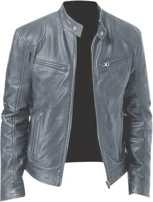 Ymosrh Mens Coats and Jackets Fashion Autumn Winter Men's Casual Solid Color Long-Sleeved Slim Leather Coats Jackets
