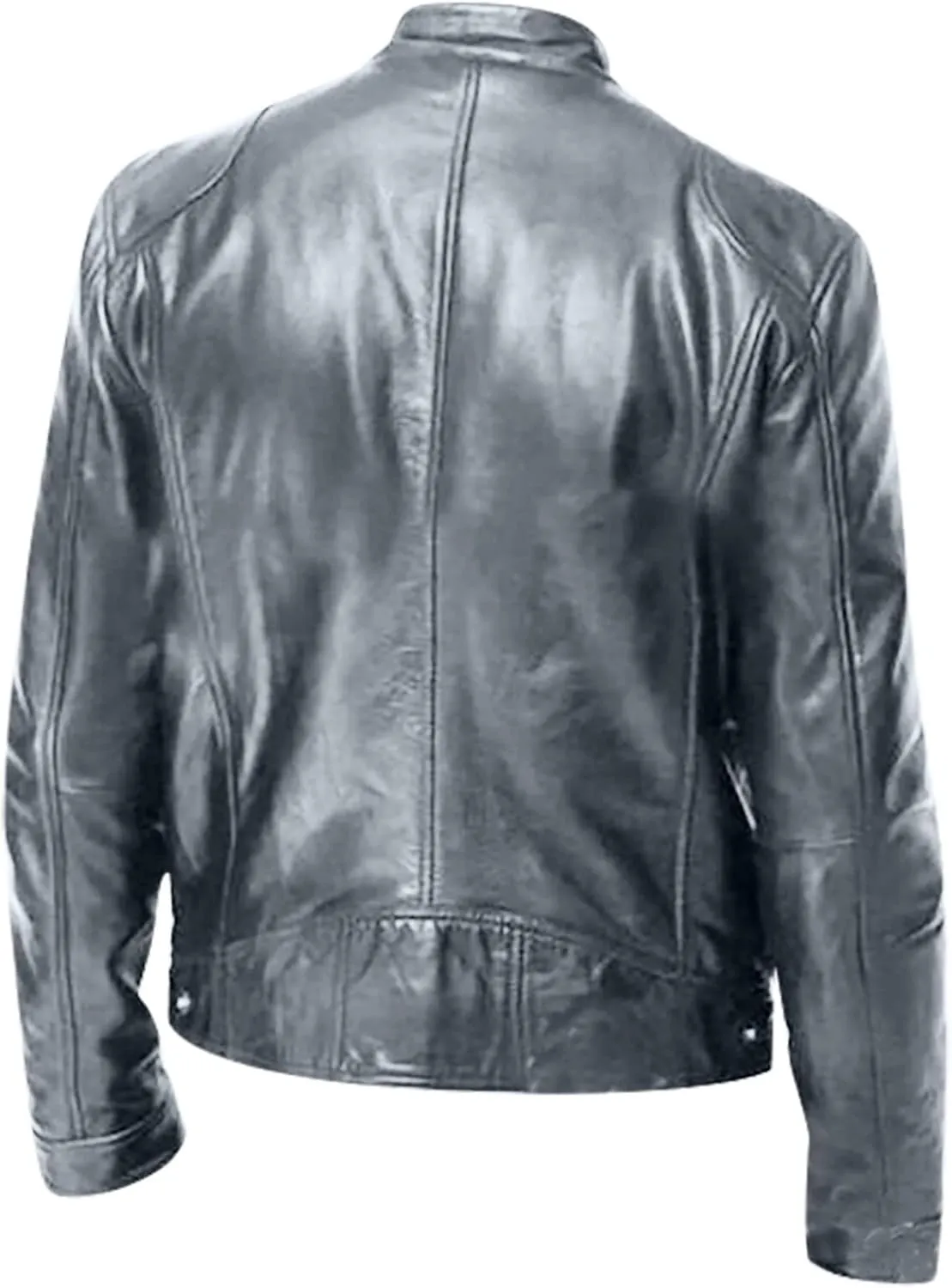 Ymosrh Mens Coats and Jackets Fashion Autumn Winter Men's Casual Solid Color Long-Sleeved Slim Leather Coats Jackets