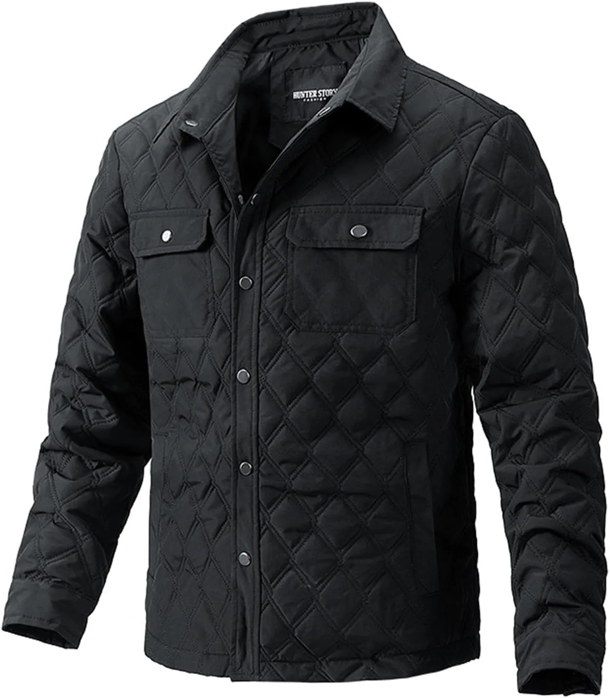 Zeiyignr Mens Quilted Barn Jacket Winter Button Down Lightweight Warm Padded Coats Casual Trucker Jackets Outwear with Pocket