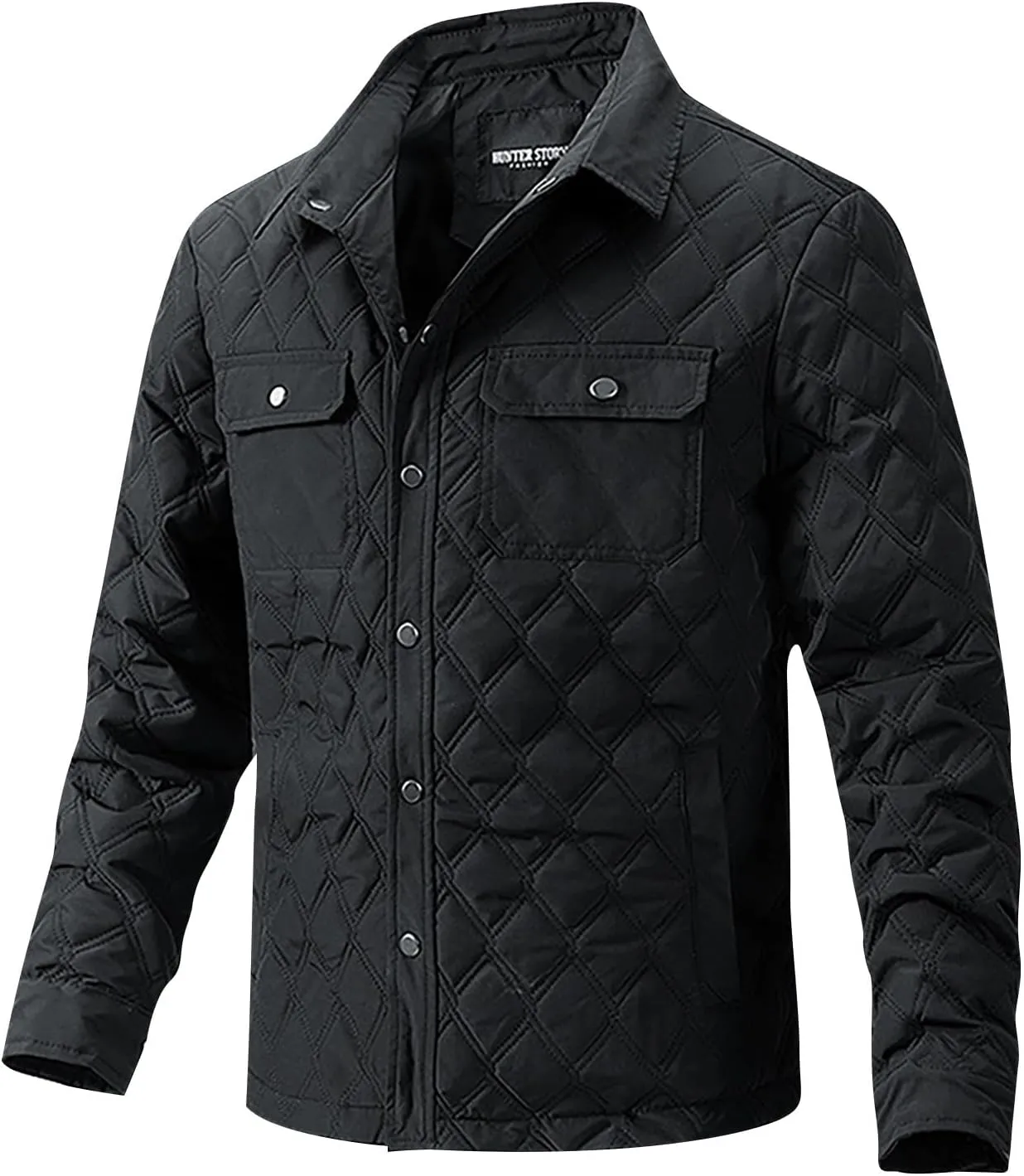 Zeiyignr Mens Quilted Barn Jacket Winter Button Down Lightweight Warm Padded Coats Casual Trucker Jackets Outwear with Pocket