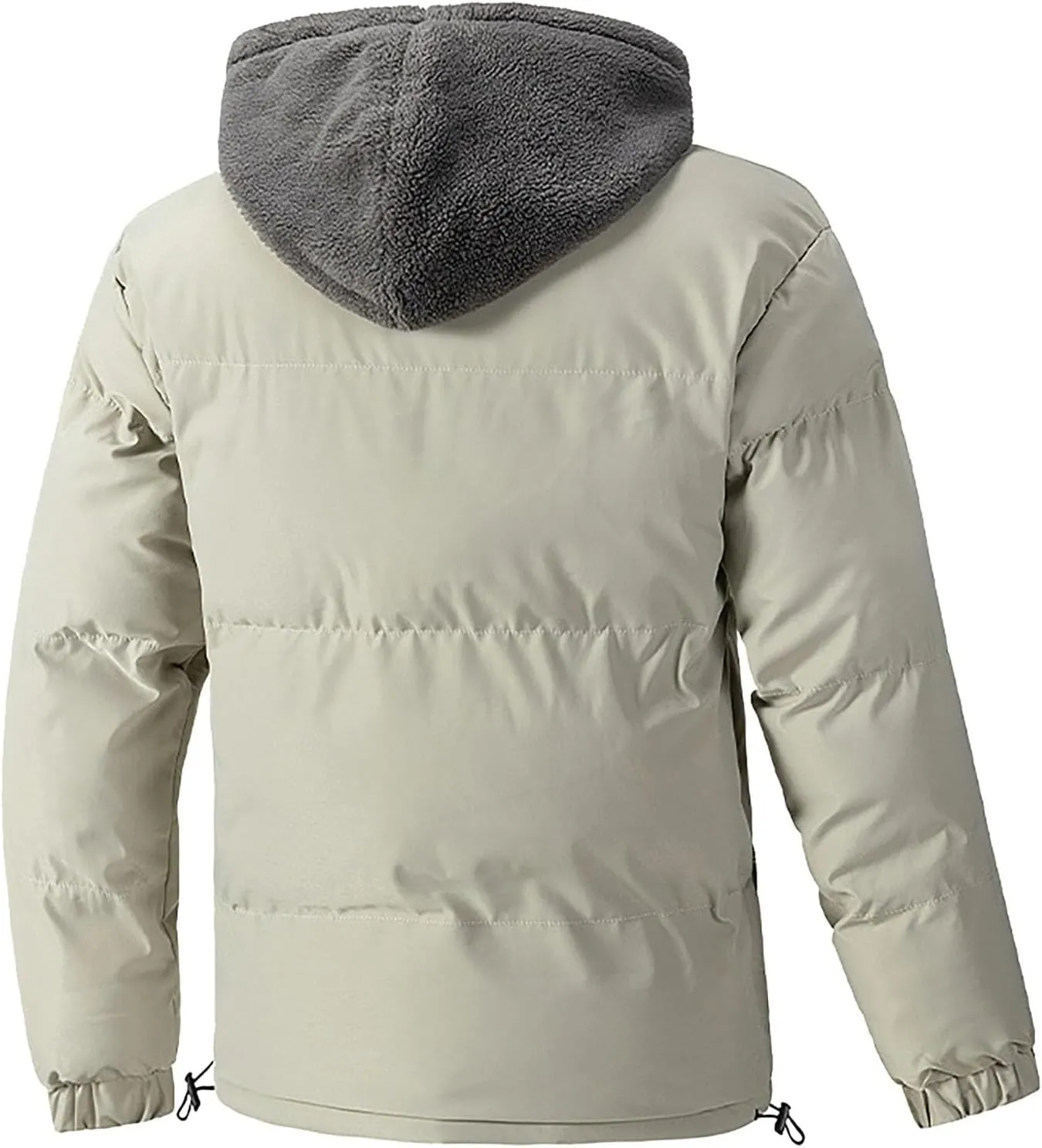 Zip up Puffer Jacket Men with Hood Padded Quilted Thicken down Hooded Jacket Winter Warm Coat Windproof Insulated Parka
