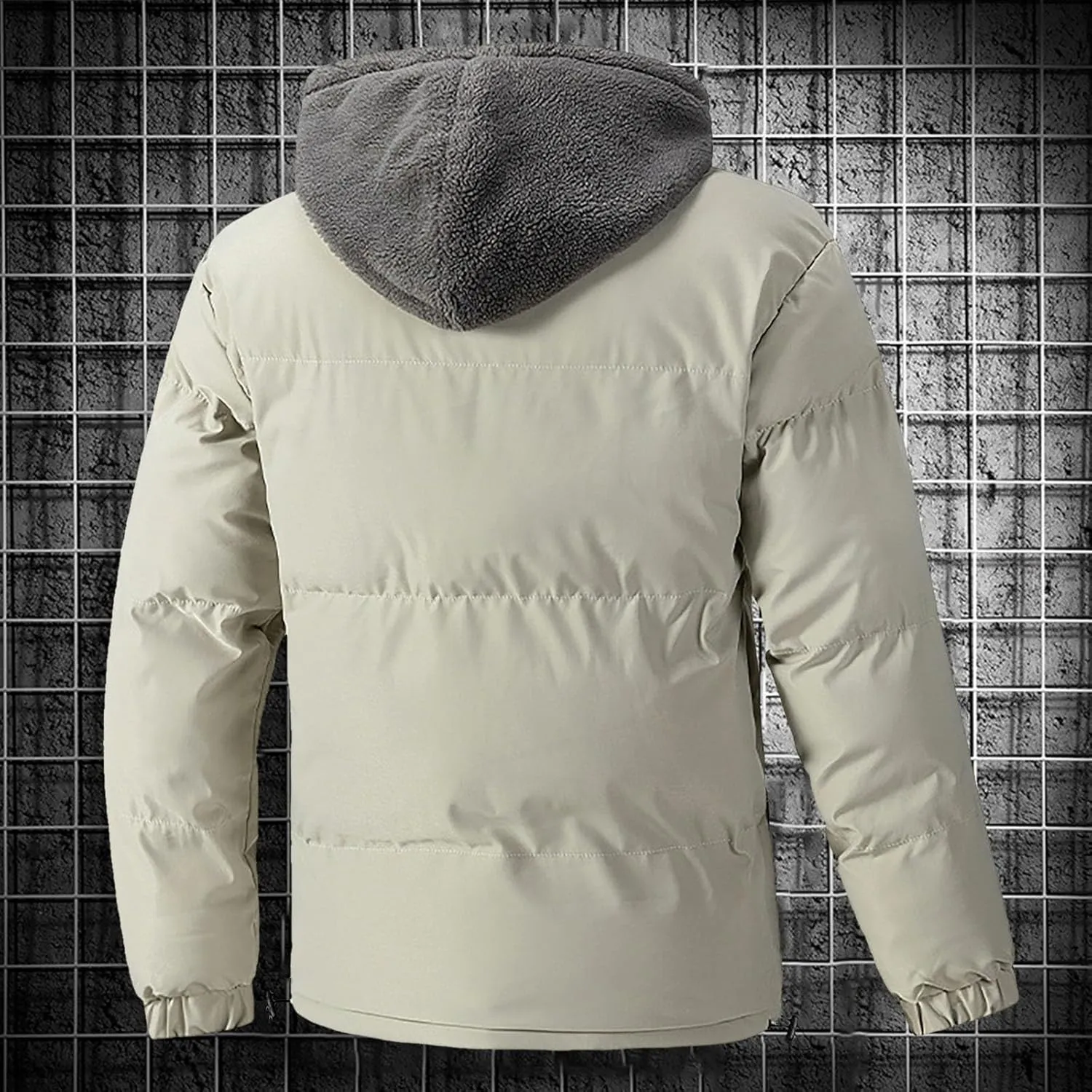 Zip up Puffer Jacket Men with Hood Padded Quilted Thicken down Hooded Jacket Winter Warm Coat Windproof Insulated Parka