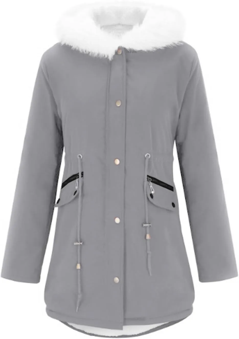 ZWRXW Winter Coats for Women Sherpa Fleece Lined Parkas Jackets Windproof Thickened Warm Overcoat Outerwear with Fur Hood