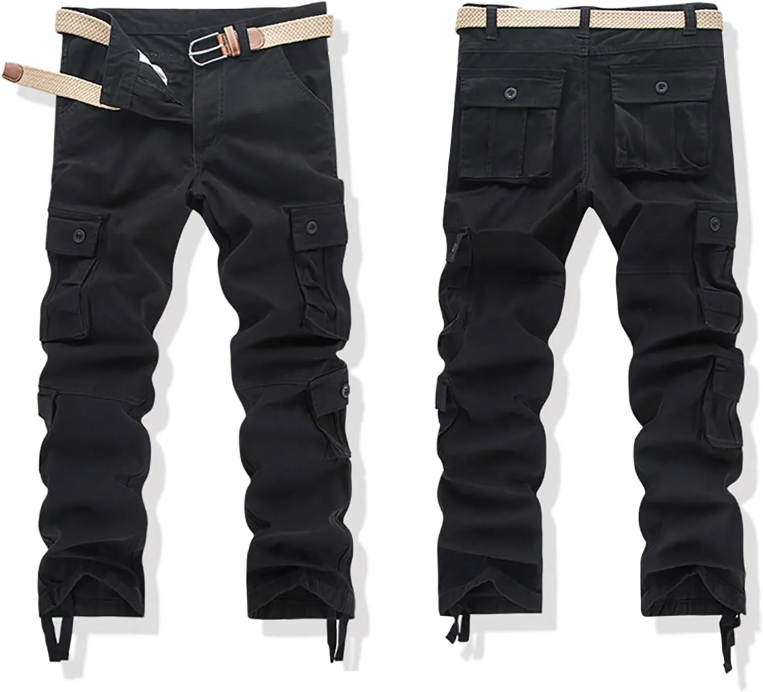 ZYXTIM Men's Combat Camo Cargo Trousers Oversize Ripstop Military Tactical Pants Hiking Joggers Multi Pockets Work Bottoms